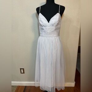 Amsale light gray Spaghetti Strap bridesmaid wedding Dress